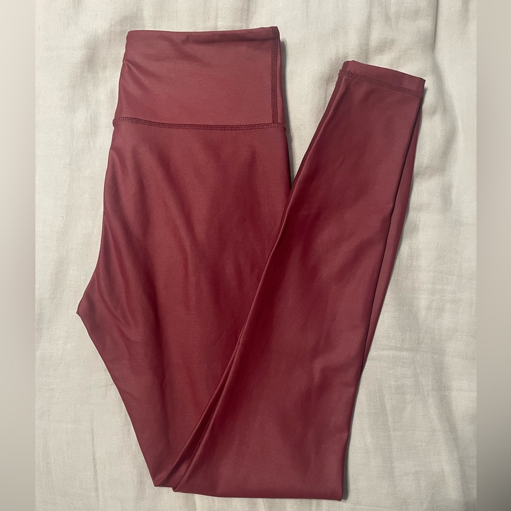 Zyia Cranberry Metallic Light n Tight Leggings 28” Long Sz 8-10 - Picture 4 of 7